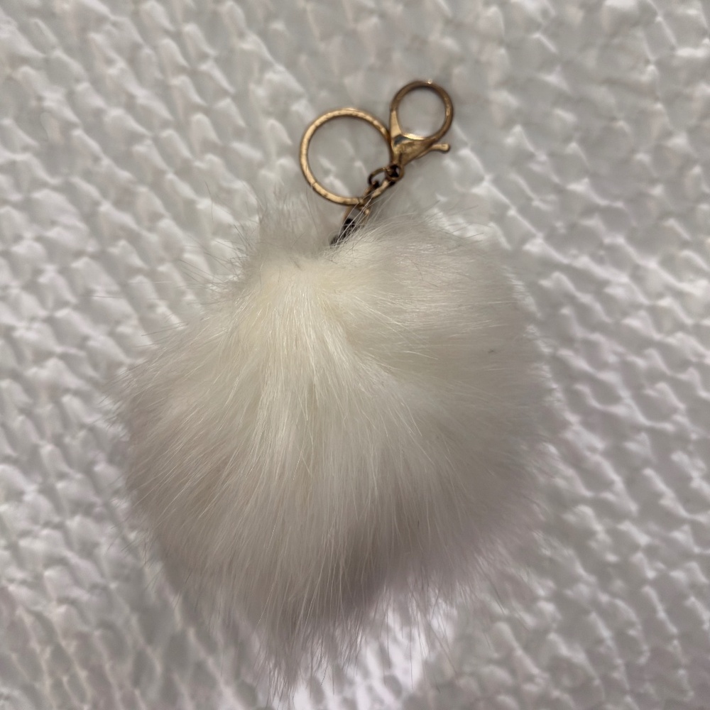 White Furball Keychain